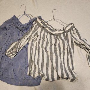 Banana Republic Small off Shoulder Striped Shirt